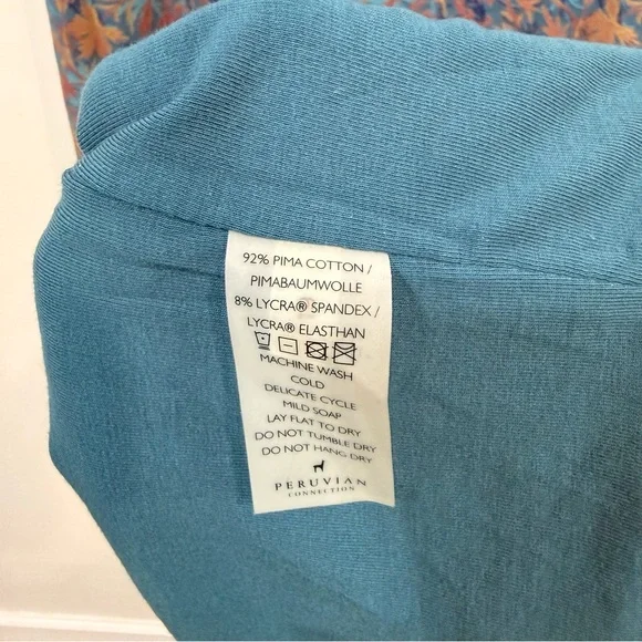 Peruvian Connection Pima Cotton Boat Neckline Neutral Floral Midi Dress Size M - Picture 9 of 10